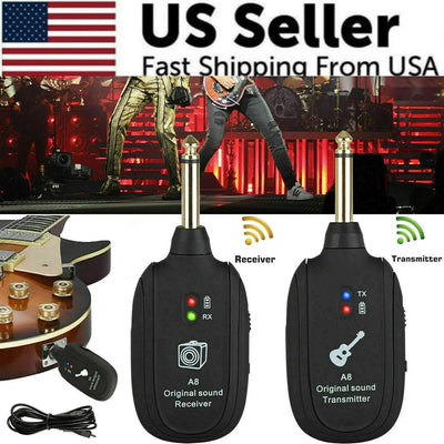 UHF Guitar Wireless System Transmitter+Receiver Built In Rechargeable Battery Frugal Finds Galore