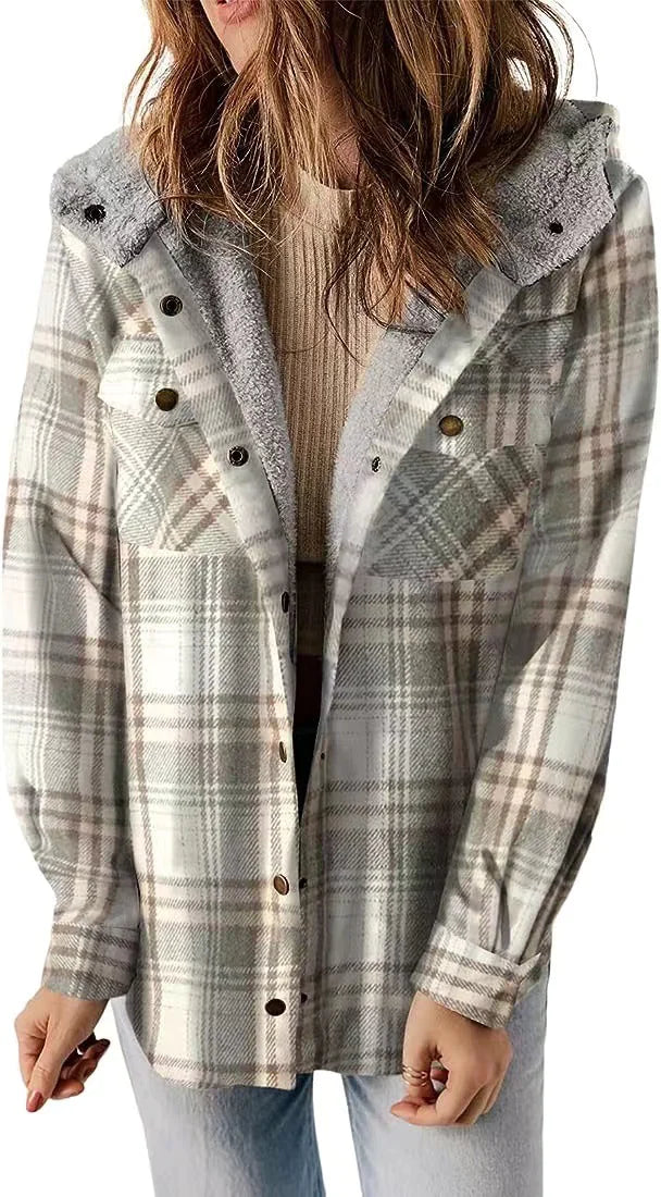 Cozy Plaid Hooded with Fleece Lining