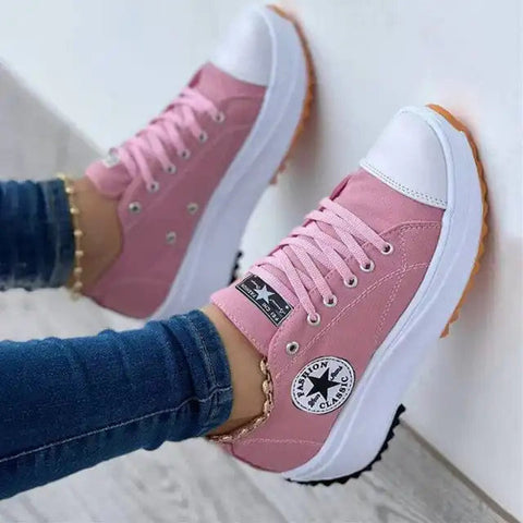 Women's Canvas Lace up Sneakers Frugal Finds Galore
