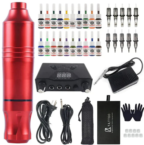 Inkvibe Spectrum Pro Kit - 20 Color Motor Pen Tattoo Machine Set Frugal Finds Galore