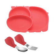 Silicone Baby Feeding Plate with Suction and Utensils Set Frugal Finds Galore