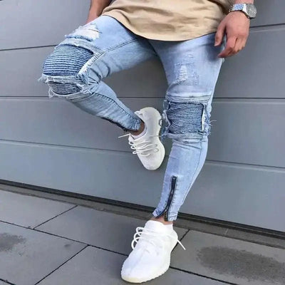 New Jeans Men's Motorcycle Pants, stylish and durable with breathable fabric and reinforced stitching.