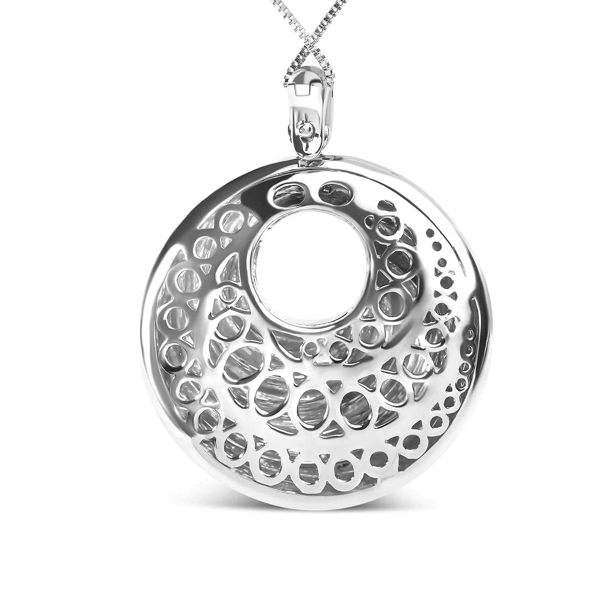 Sterling Silver Endless Wave Swirl Statement Medallion 18" Pendant Necklace