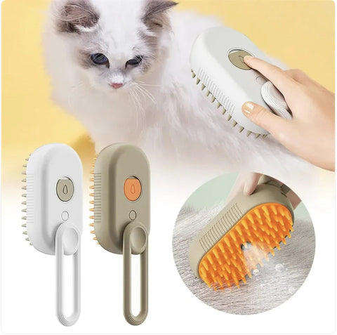 3-in-1 Electric Pet Brush - Steam, Massage, and Hair Removal Frugal Finds Galore