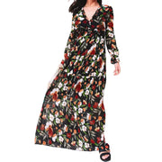 Women's V-Neck Loose Printed Long Sleeve Dress Frugal Finds Galore