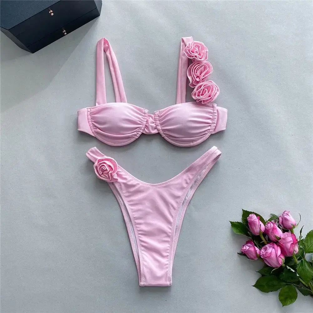 Pink Push-Up Bikini Set