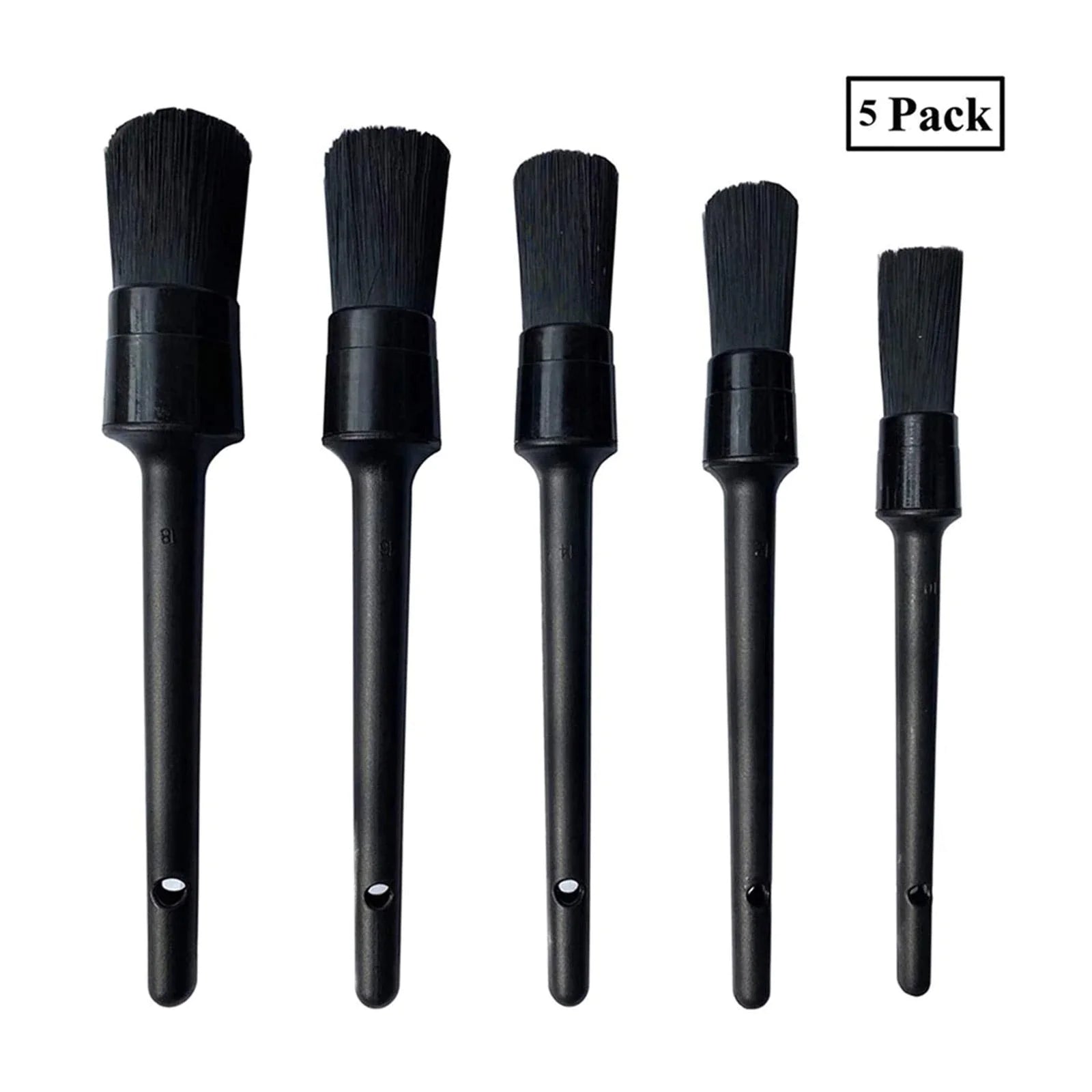 5PC Car Detailing Brush Kit, Boar Hair Vehicle Auto Interior