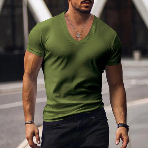 Men's Plus Size Solid Color Casual Short Sleeve T-shirt Frugal Finds Galore