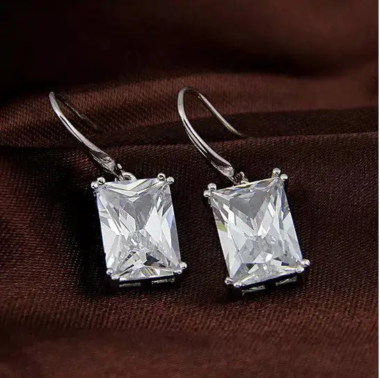 Royalty Earrings Emerald Cut Big