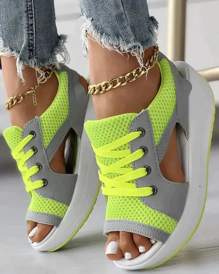 Women's Open Toe Sneakers with Cut Out Design