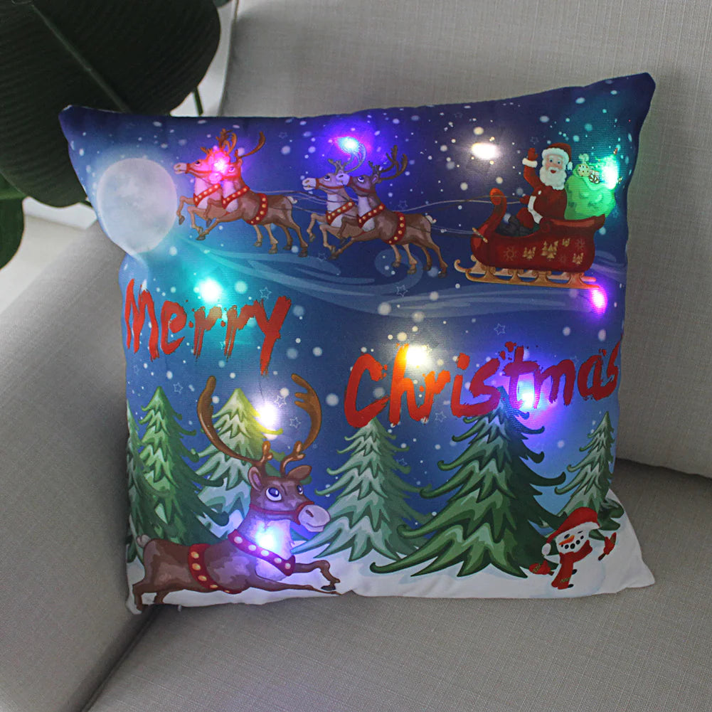 Super Soft Plush Christmas LED Lantern Pillowcase