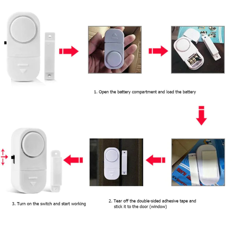 6 PCS WIRELESS Home Window Burglar Security ALARM System