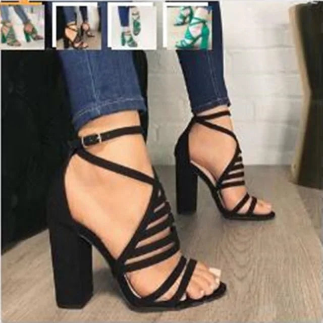 Cut Buckle High Heels Strap Shoes