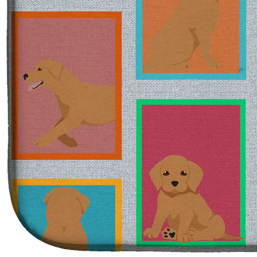 Lots of Red Fox Labrador Retriever Dish Drying Mat