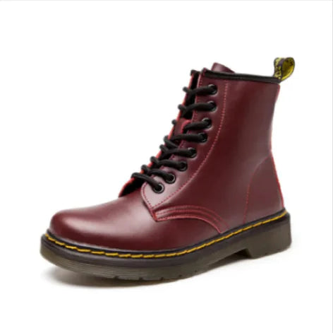 Low-Heeled Leather Martin Boots