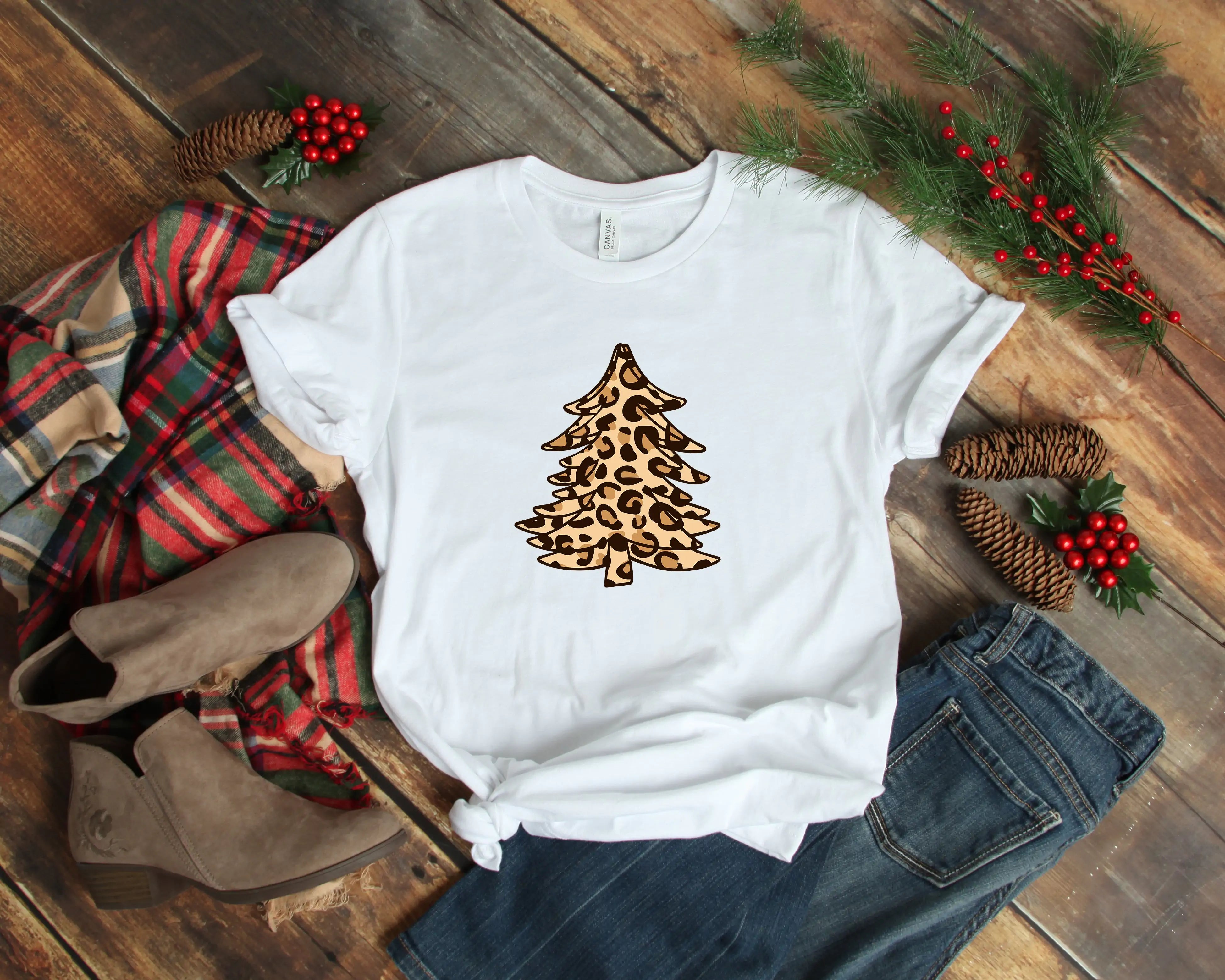 Leopard Christmas Tree Shirt