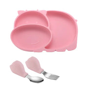 Silicone Baby Feeding Plate with Suction and Utensils Set Frugal Finds Galore