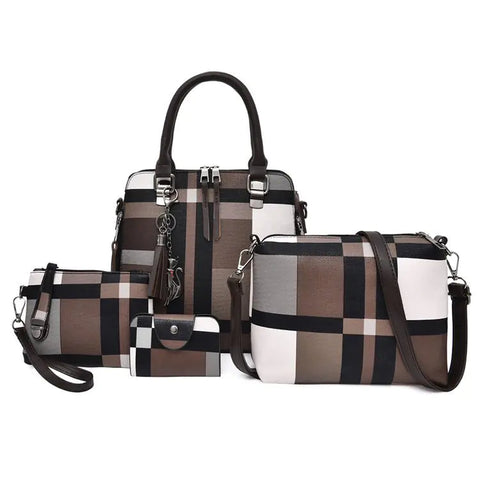 Fashion Retro Stitching Women's Handbag Purse Set Frugal Finds Galore