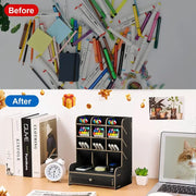 Multi-Functional Wooden Desk Organizer with Drawer Frugal Finds Galore