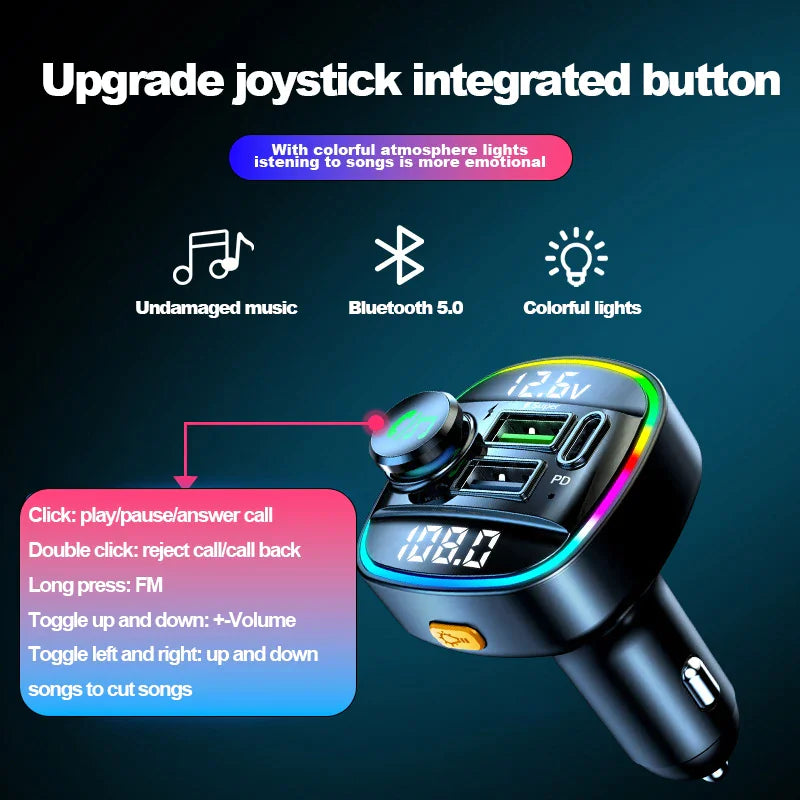 Bluetooth 5.0 Car Wireless FM Transmitter Adapter