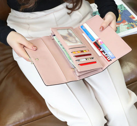 Women's Long Suede Wallet - Clutch Purse Frugal Finds Galore