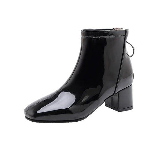 Chunky Heeled Patent Ankle Boots Frugal Finds Galore