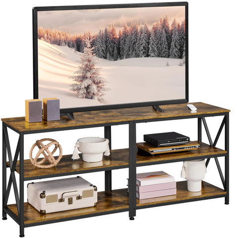 65 Inch TV Farmhouse Entertainment Center, Rustic Brown Frugal Finds Galore