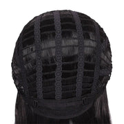 Womens Brazilian Human Long Curly Lace Wavy Hair Wig with Adjustable Cap and Lace Detail.