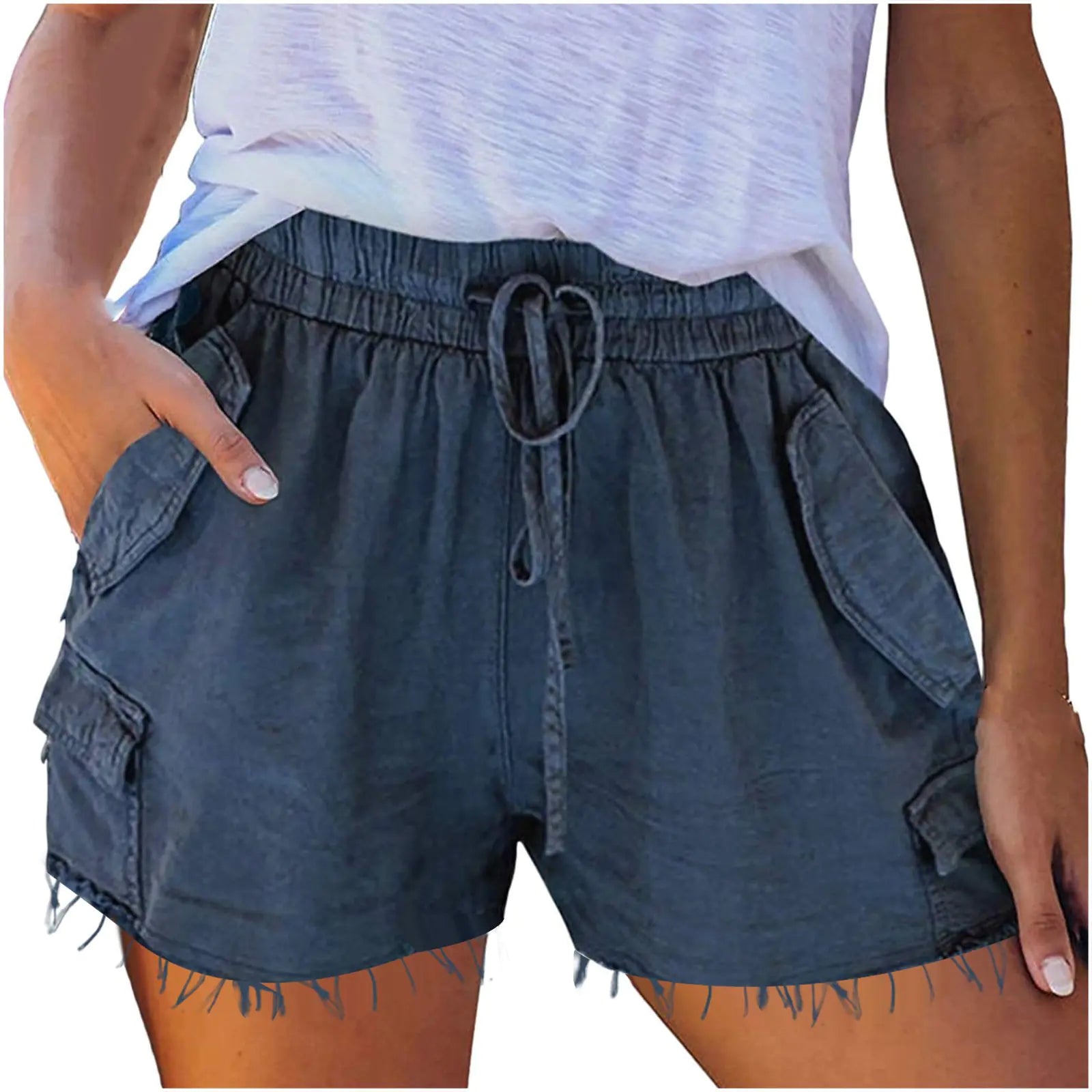 High-Waist Loose-Fitting Casual Wide-Leg Shorts