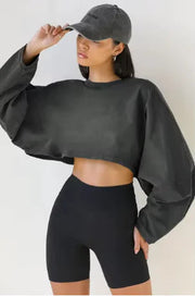Oversized Crop Sweatshirt: Stylish O-Neck Streetwear for Women Frugal Finds Galore