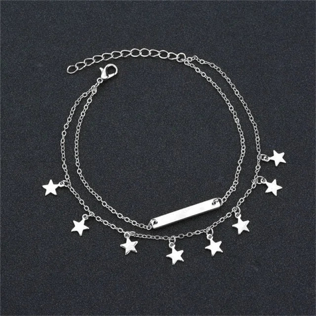 Boho Style Star Anklet Multilayer Foot Chain