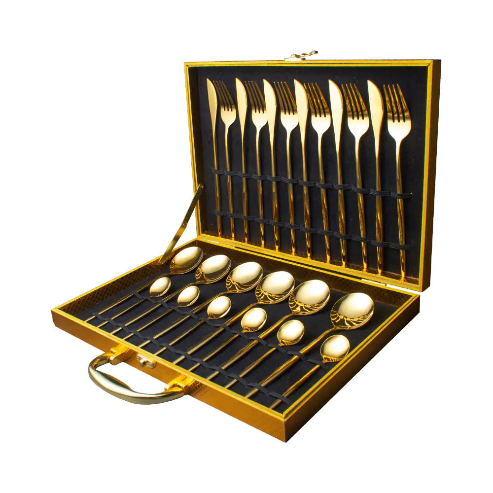 24pcs Gold Dinnerware Set