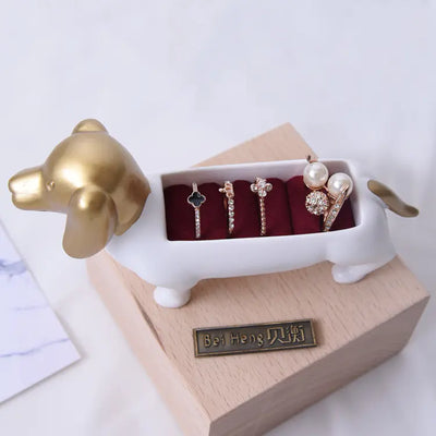 Dachshund Ring Jewelry Box and Display Stand Frugal Finds Galore
