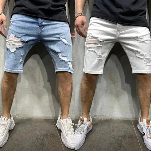 Slim Fit Men's Denim Pants with Holes Frugal Finds Galore