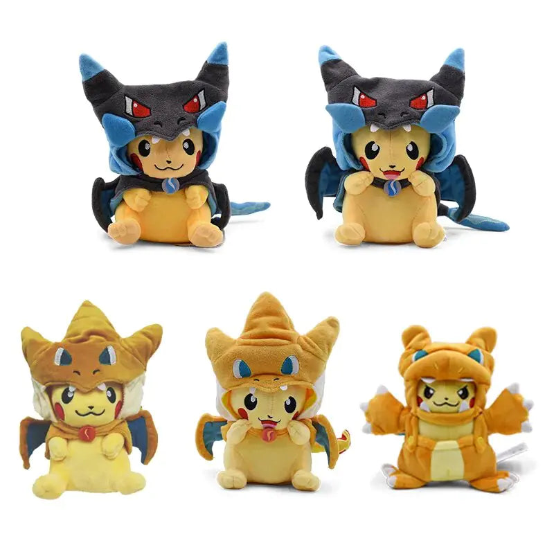 24 Pcs Pokemon Pikachu Cosplay Toys Charizard Snorlax Garchomp Tyranitar Hydreigon Anime Stuffed Plush Cartoon Peluche Dolls