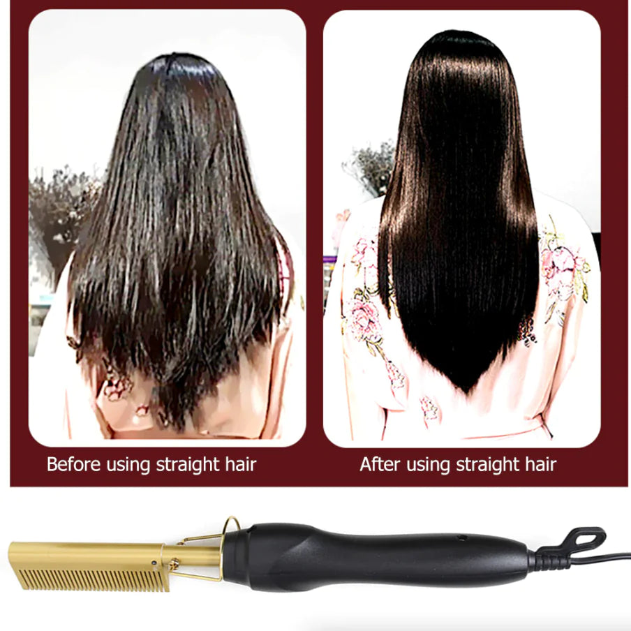 Electric Hair Straightening Heat Hot Comb Press