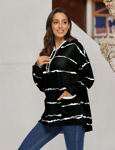 Women's Hooded Striped Long Sleeve Sweater Frugal Finds Galore