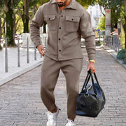 Suede Slim Fit Solid Color Two-Piece Suit for Men Frugal Finds Galore