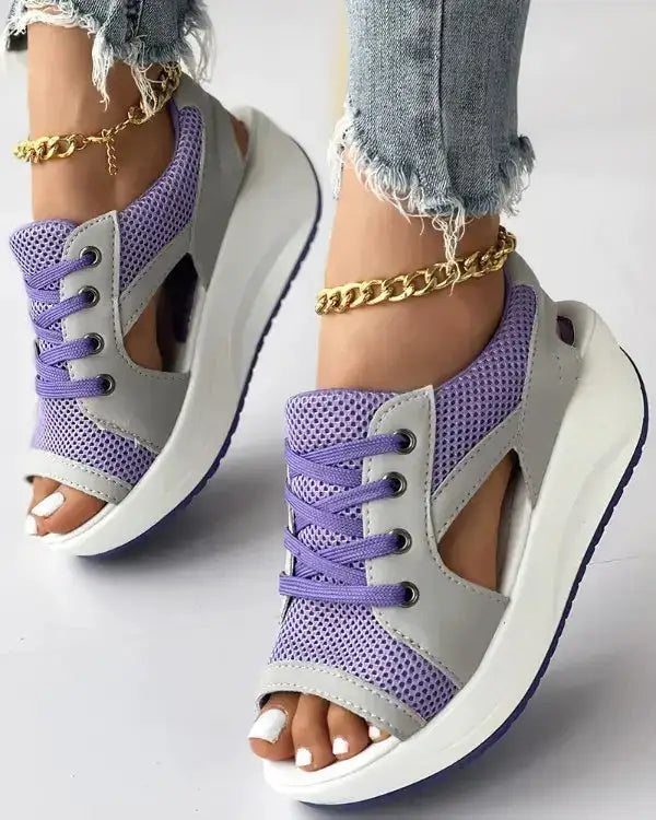 Women's Open Toe Sneakers with Cut Out Design