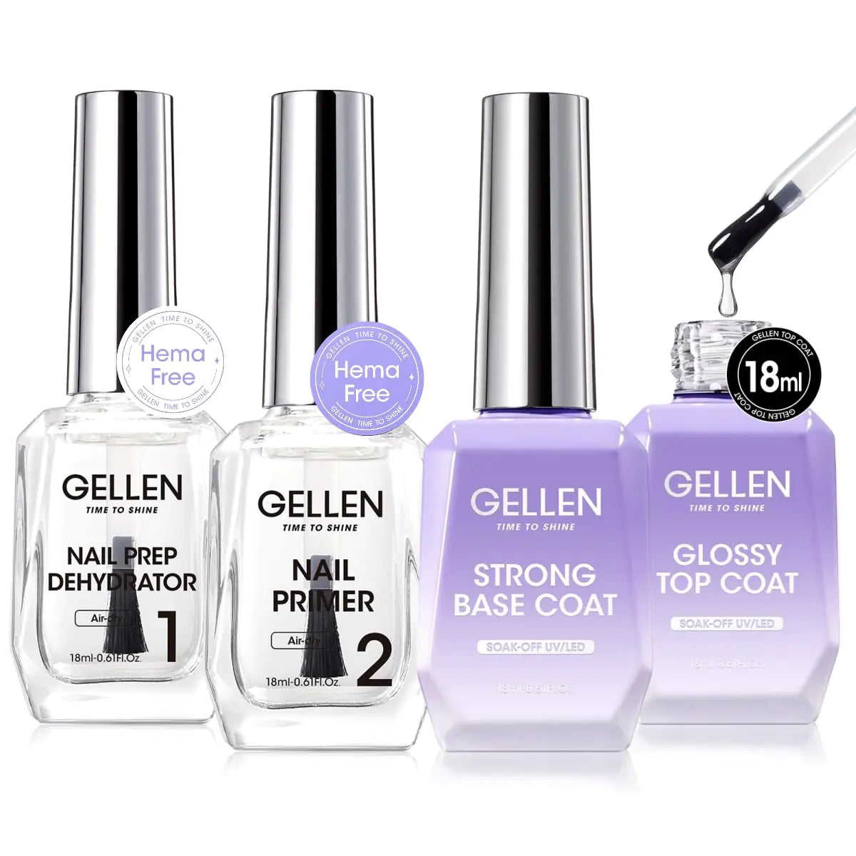 Gellen Nail Dehydrator and Primer with Base Coat for Acrylic Gel Nail Polish