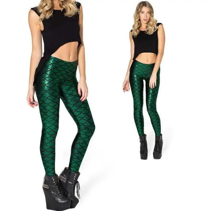 Leggings de sirena reflectantes que moldean las piernas