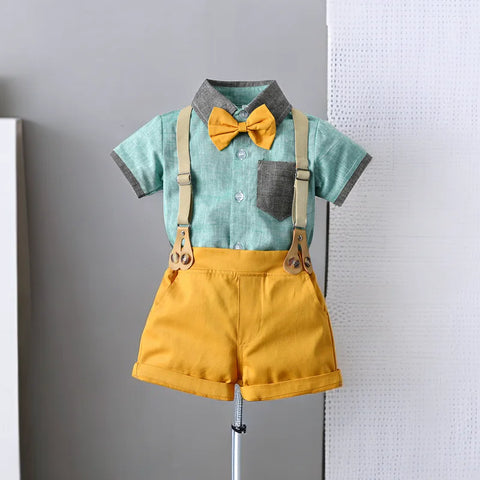 Boys' Fashion Short-Sleeve Shirt and Overalls Set Frugal Finds Galore