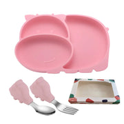 Silicone Baby Feeding Plate with Suction and Utensils Set Frugal Finds Galore