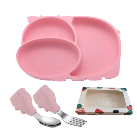 Silicone Baby Feeding Plate with Suction and Utensils Set Frugal Finds Galore