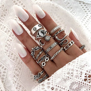 Retro Women's Black Drip Glazed Zircon Ring Set Frugal Finds Galore