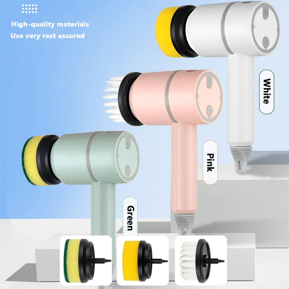 Cepillo de limpieza eléctrico con 3 cabezales de cepillo, limpiador multifuncional