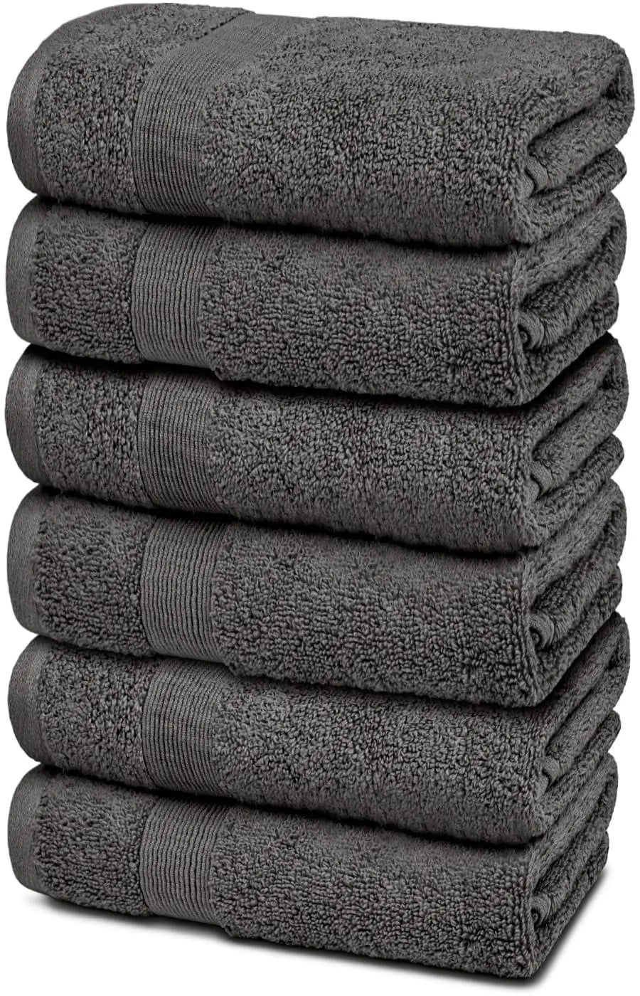 6 Pack Charcoal Color Resort Collection Soft Hand Towels 16x27 inch Plush Cotton