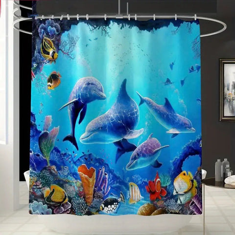 3D Ocean Underwater Shower Curtain & Bath Mat Set Frugal Finds Galore