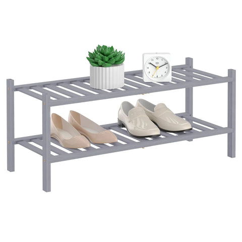 2 Tier Bamboo Shoe Rack for Closet Free Standing Frugal Finds Galore