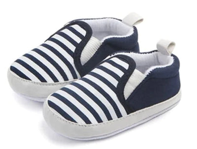 Navy Striped Baby Walking Shoes - Casual Footwear Frugal Finds Galore